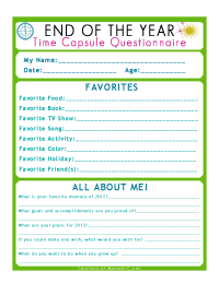 New Year's Time Capsule Questionnaire